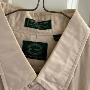 Men’s Saddles brand beige button down shirt. 17-35. Tan